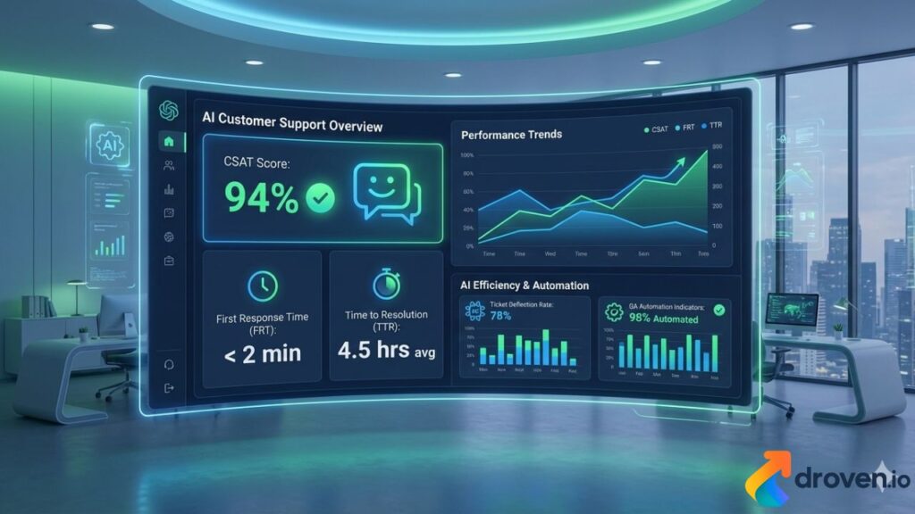 AI customer support metrics dashboard