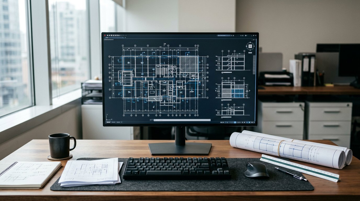 Construction take off services — estimator measuring digital blueprints