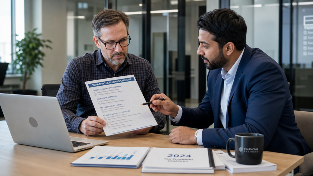 Business owner reviewing a strategic tax consulting checklist